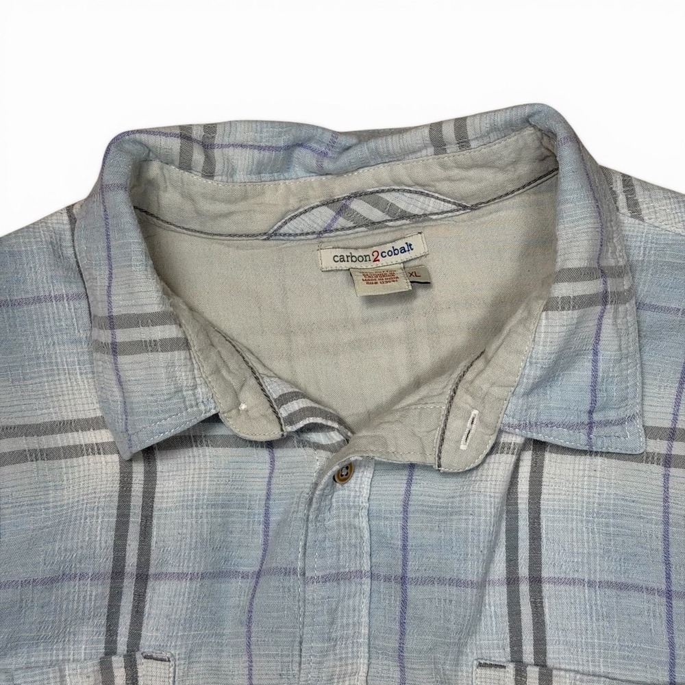Carbon 2 Cobalt Shirt Mens XL Blue/Black/Purple/White Cotton Longsleeve Button